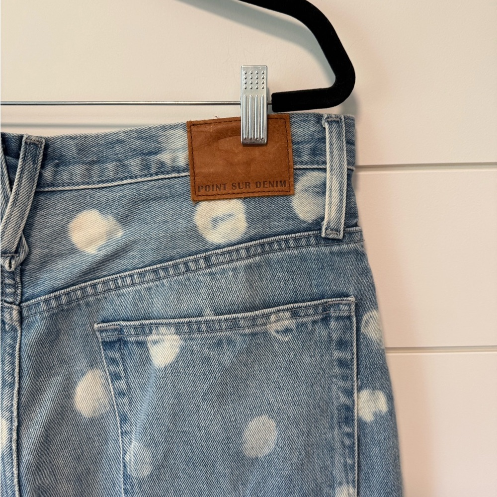 J.Crew Point Sur Bleached Polka Dot Boyfriend Jeans Vintage 100% Cotton Size 31 - Picture 4 of 5